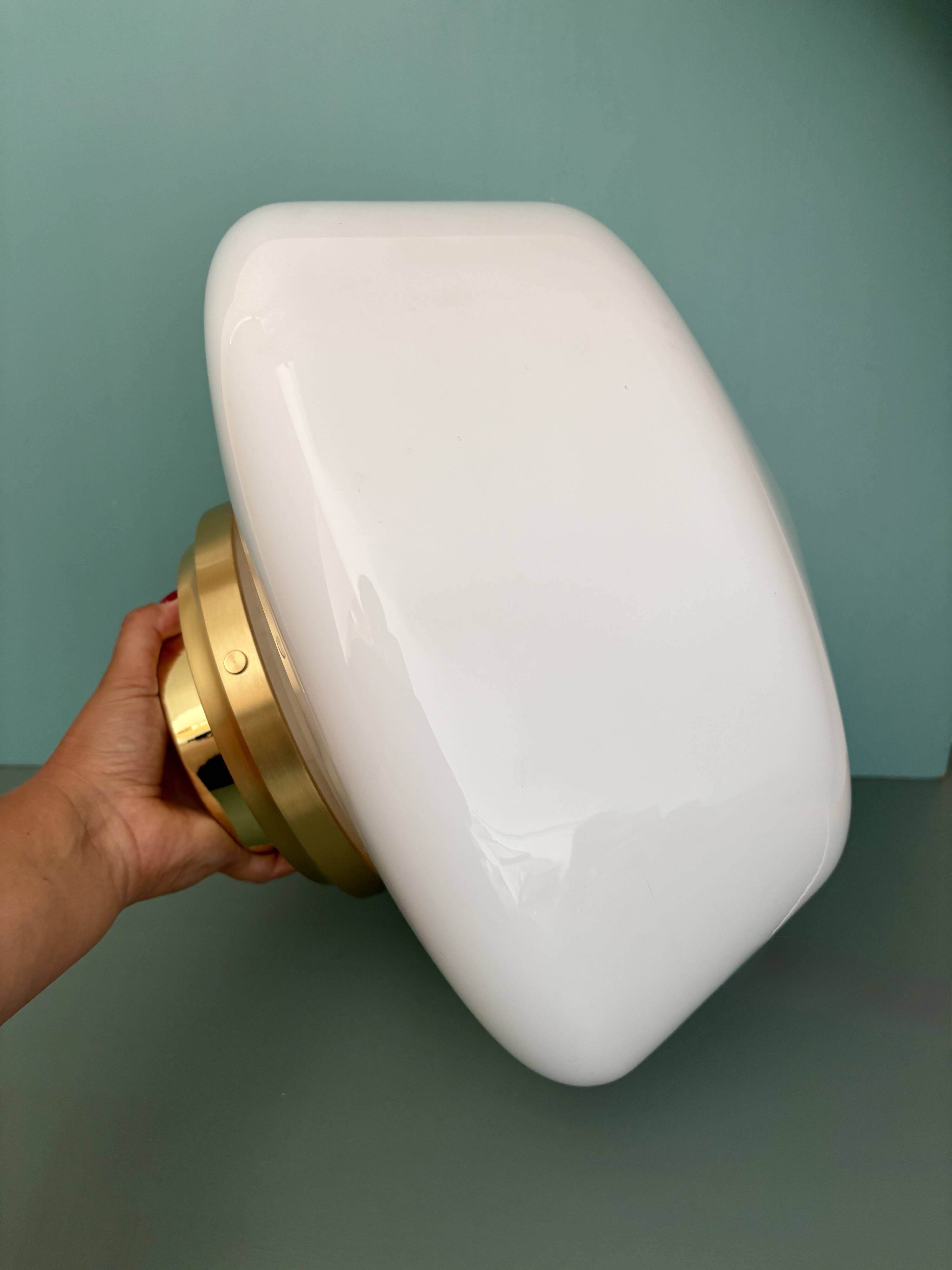 Vintage Mazda XXL globe wall or ceiling light in white opaline