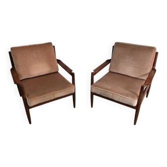 Pair of wooden armchairs