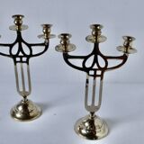 Paire Chandeliers laiton ancien Danemark 1930 Art-Déco