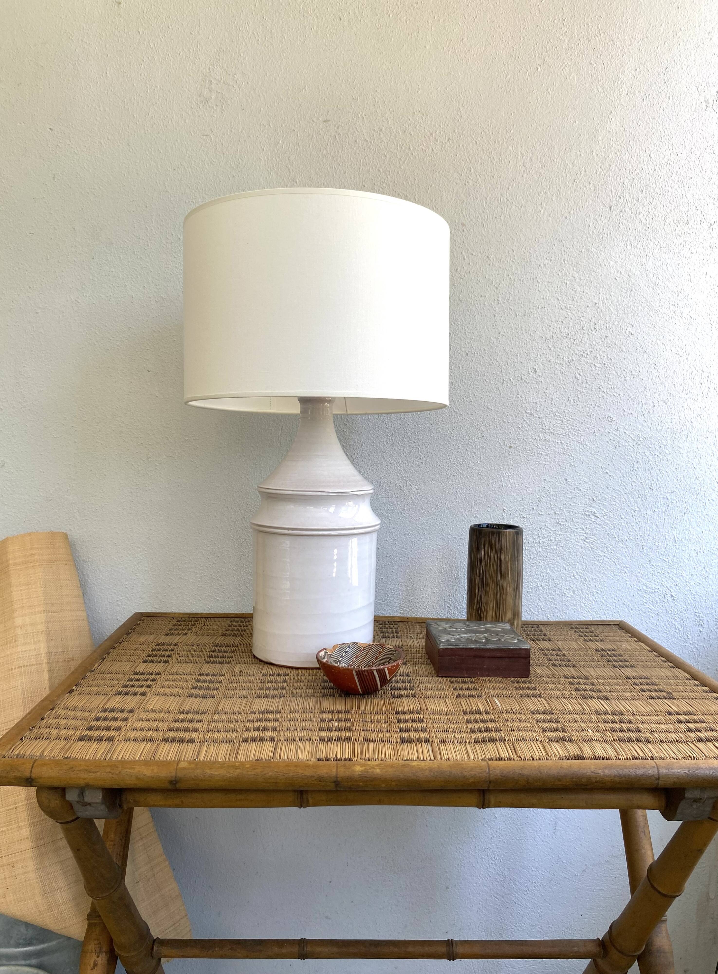 Ceramic lamp, fabric cable 2m, fabric shade