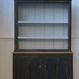 Buffet deux corps patine noire intérieur blanc 1950's