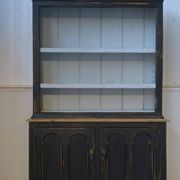 Buffet deux corps patine noire intérieur blanc 1950's