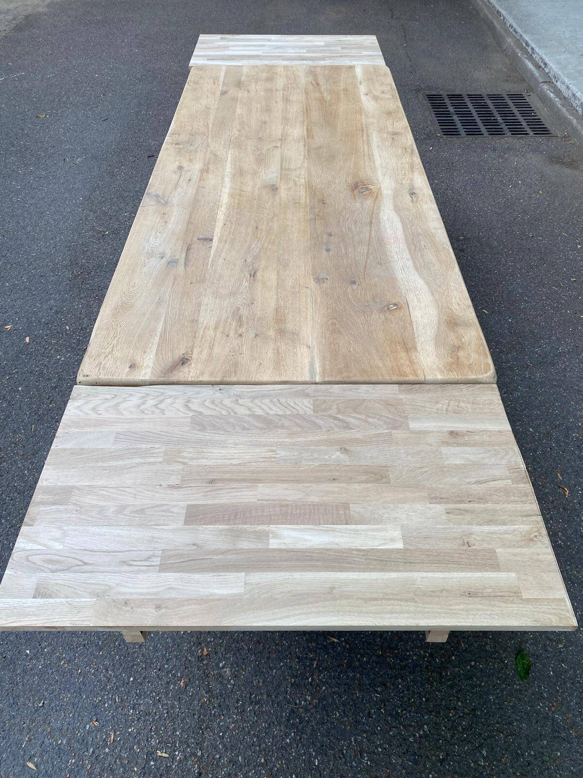 Large extendable farmhouse dining table stripped in solid oak 200-300cm