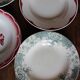 6 deep plates Marsac red Digoin Terre de fer green
