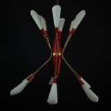 Mid-Century 12 lights chandelier in the manner of Stilnovo. Italy 1950s