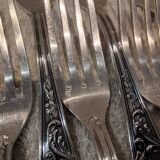 12 silver-plated metal table forks, Ercuis silversmith, Louis XV 29