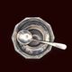 Art Deco thick crystal/glass bowl, silver-plated metal pedestal.