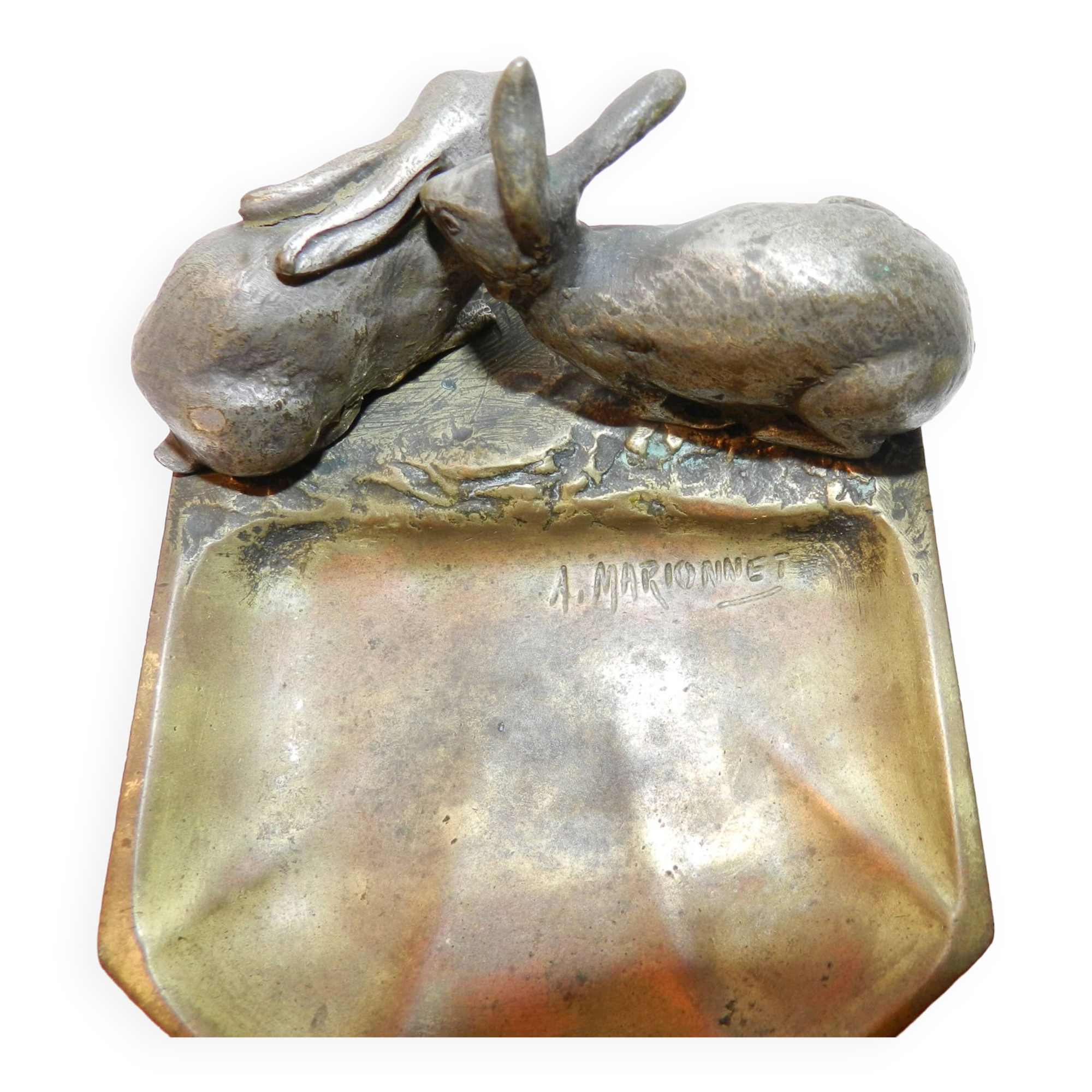 Bronze ashtray signed albert marionnet (1852-1910) art nouveau