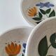 6 deep plates Poteries du Marais hand-painted floral decoration from the 60s and 70s