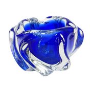 Chřibská Sklarna Czechoslovakia 1970s freeform art ashtray, cobalt glass