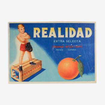 Affichette "realidad" de caisse doranges Espagne 1960 / 65