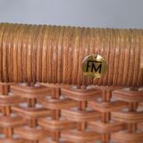 Mid-century bamboo and brass rocking chair and side table from fm, 1950s, set of 2.