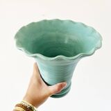 Vintage ceramic ribbed corolla vase