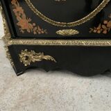 Meuble Napoléon III en bois noir et marqueterie de bois clair XIX siècle