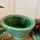 Vintage barbotine dish with fruit decorations