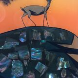 Art Deco tray in reverse painted glass