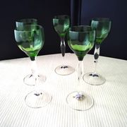 5 blown glass liqueur glasses