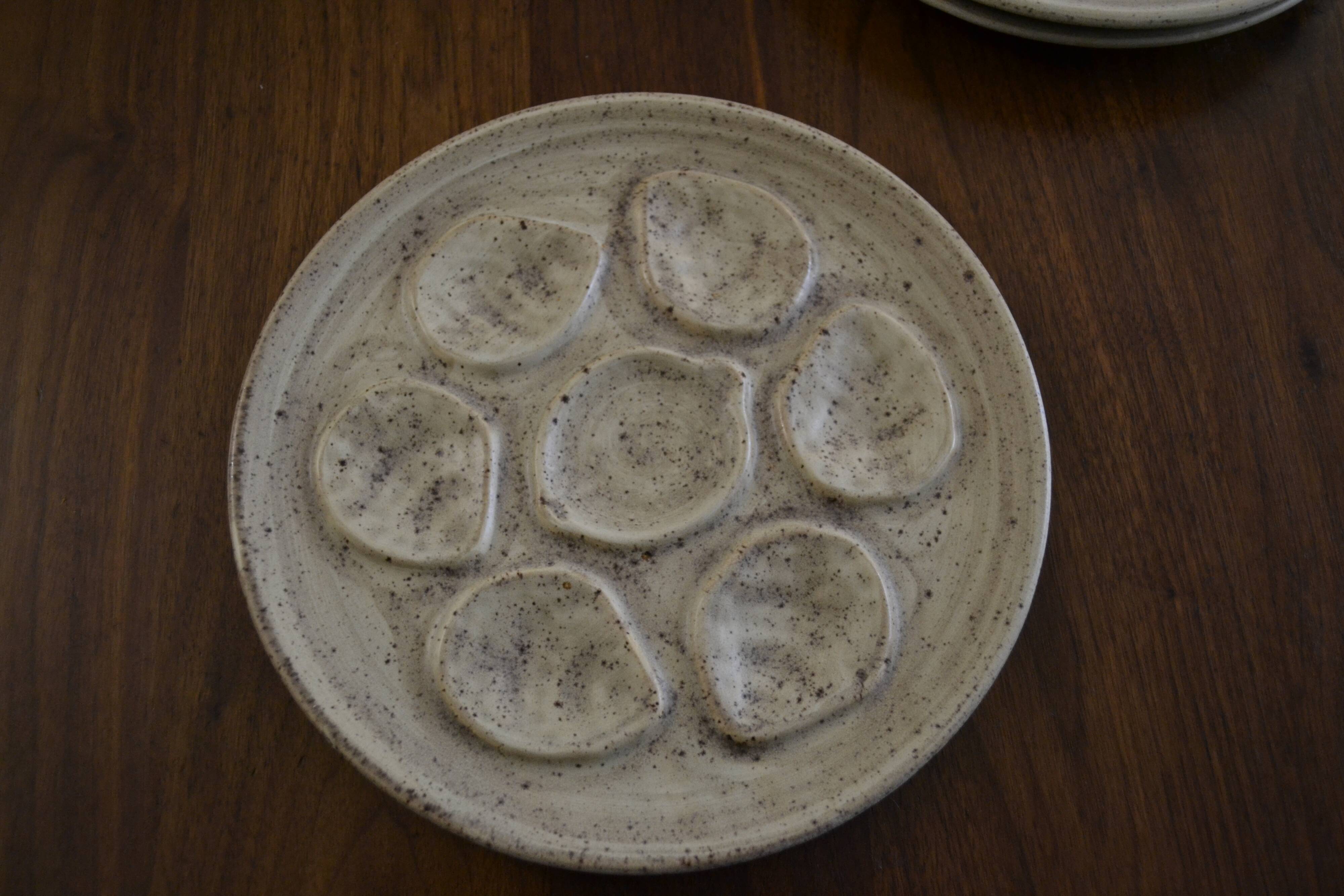 set of 3 stoneware oyster plates