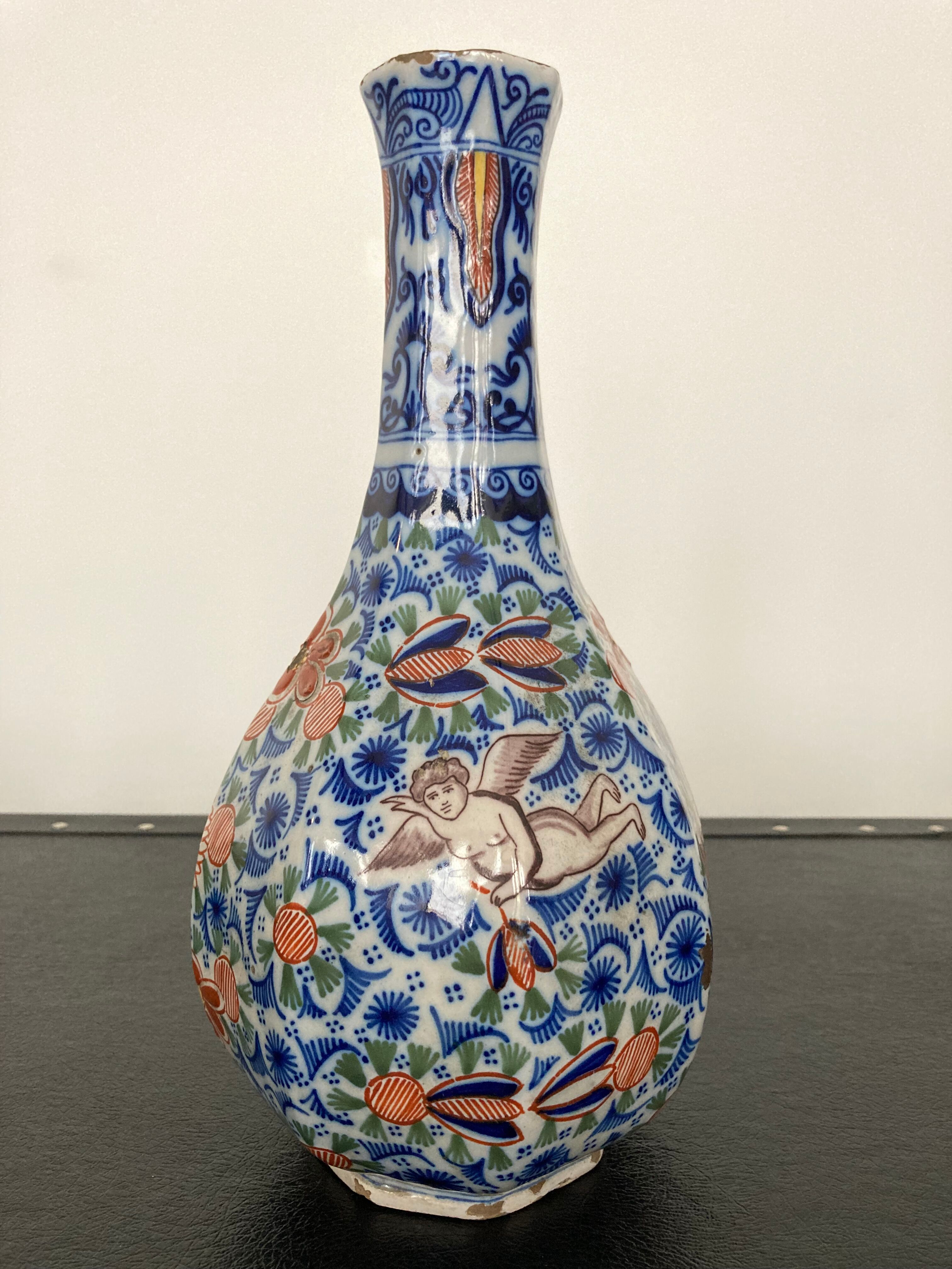 Polychrome vase eighteenth century in Delft earthenware