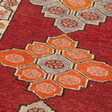 Hand-knotted decorative turkish red runner carpet 88 cm x 470 cm