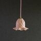 Suspension ancienne en verre peint rose et blanc, suspension française -livrée avec douille et cable