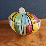 Vintage Ceramic Bonbonnière with Colourful Stripes - Jewellery Box
