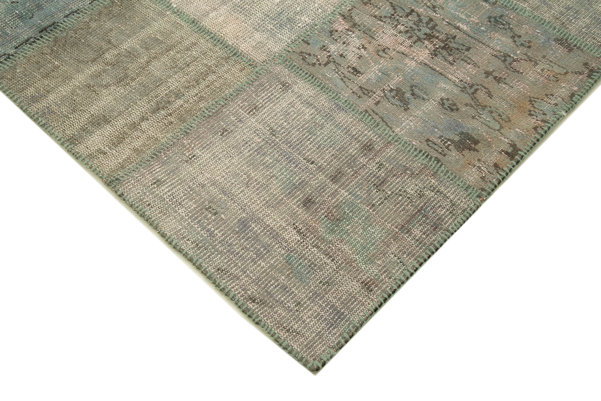 Handmade anatolian vintage 200 cm x 303 cm grey patchwork rug