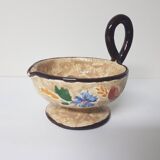 Floral motif ceramic candle holder signed J Massier Vallauris
