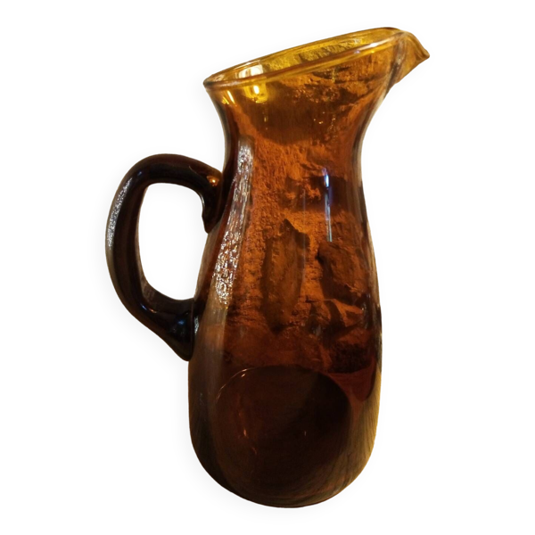 Carafe verre bullé ambré