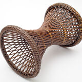 Tabouret vintage tam tam en rotin