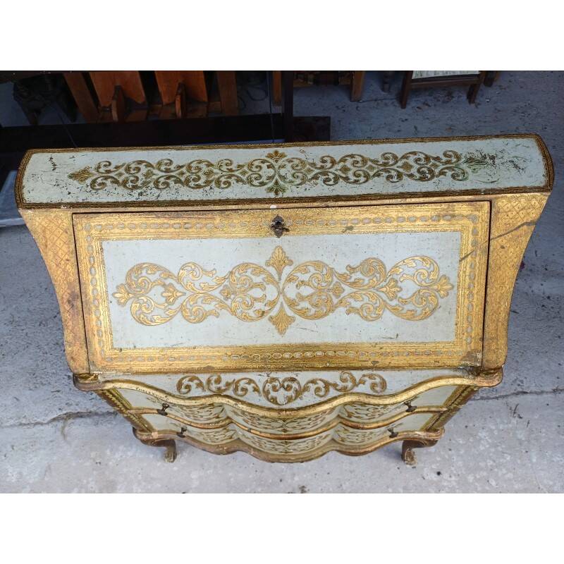 Chest of drawers with 2 drawers, secretary in gilded wood.