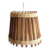 Rustic 1960s wood and burlap hanging lam