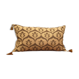Housse de coussin ottoman style ikat ocre havane, verte olive, 30 x 50 cm