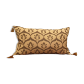 Housse de coussin ottoman style ikat ocre havane, verte olive, 30 x 50 cm