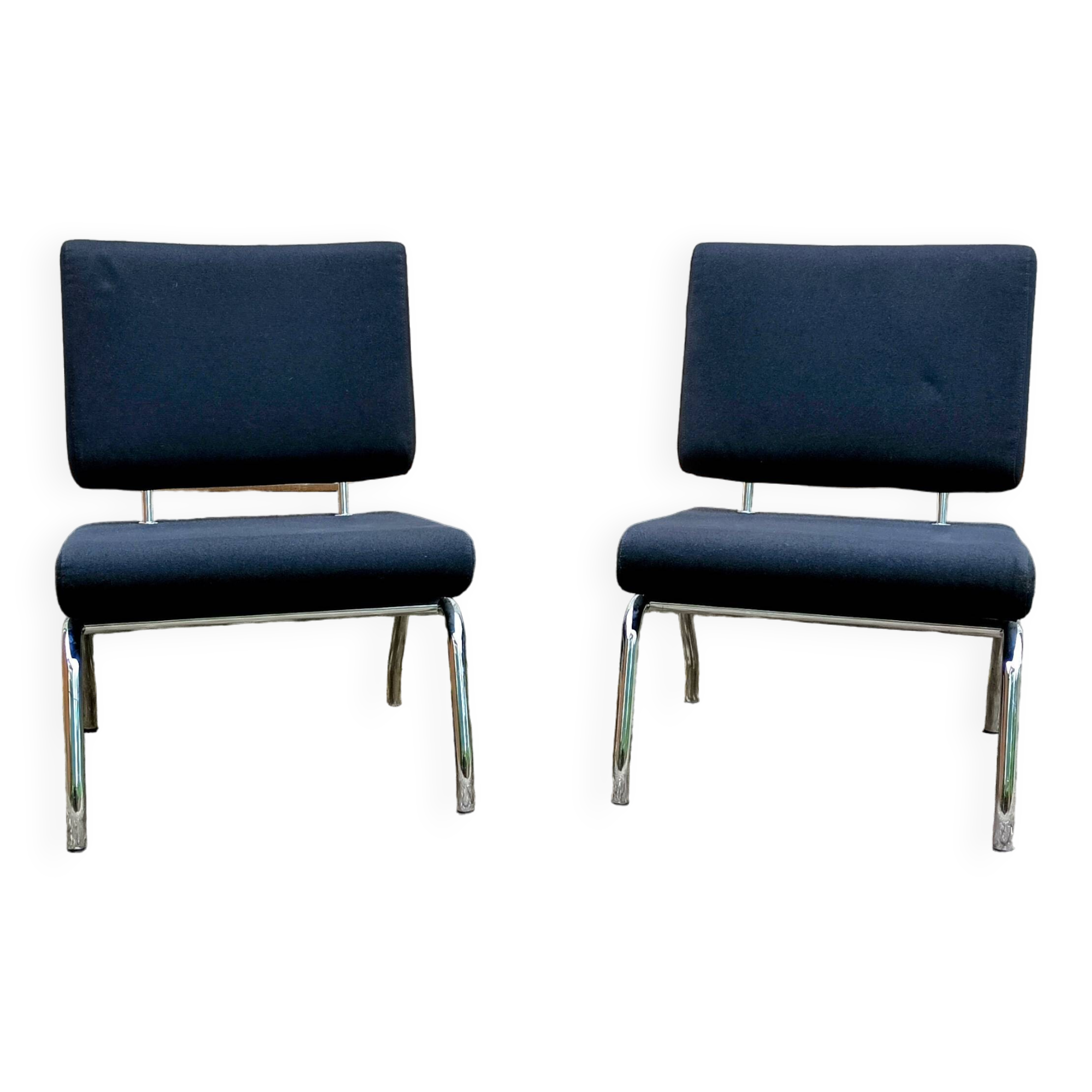 Vintage black fabric armchair