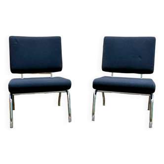 Vintage black fabric armchair