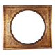 Old Florentine frame round view rebate 38 cm chiseled wood gilded stucco + glass SB656