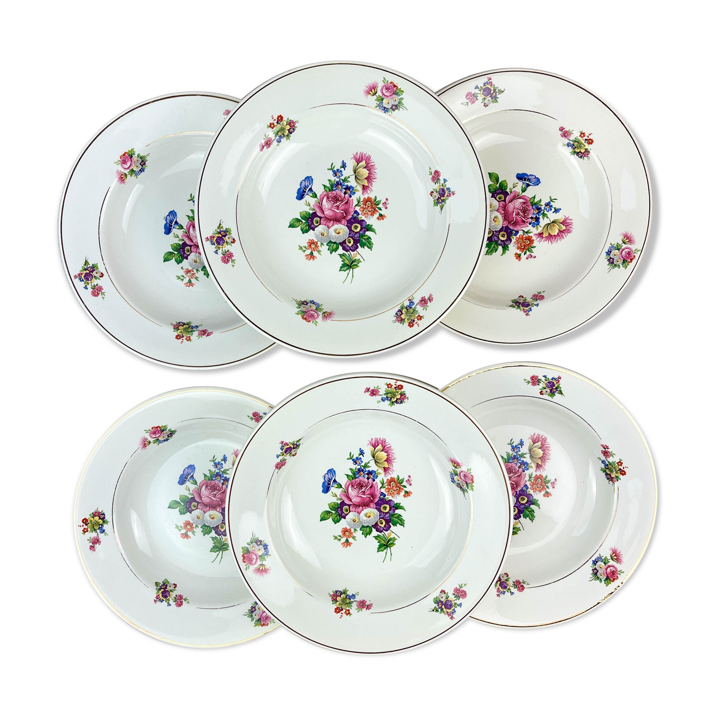 6 hollow plates iron earth salins model "anny" floral pattern