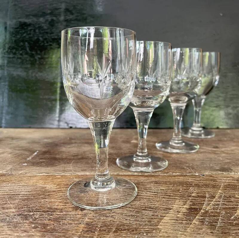 Cut crystal stemmed glasses