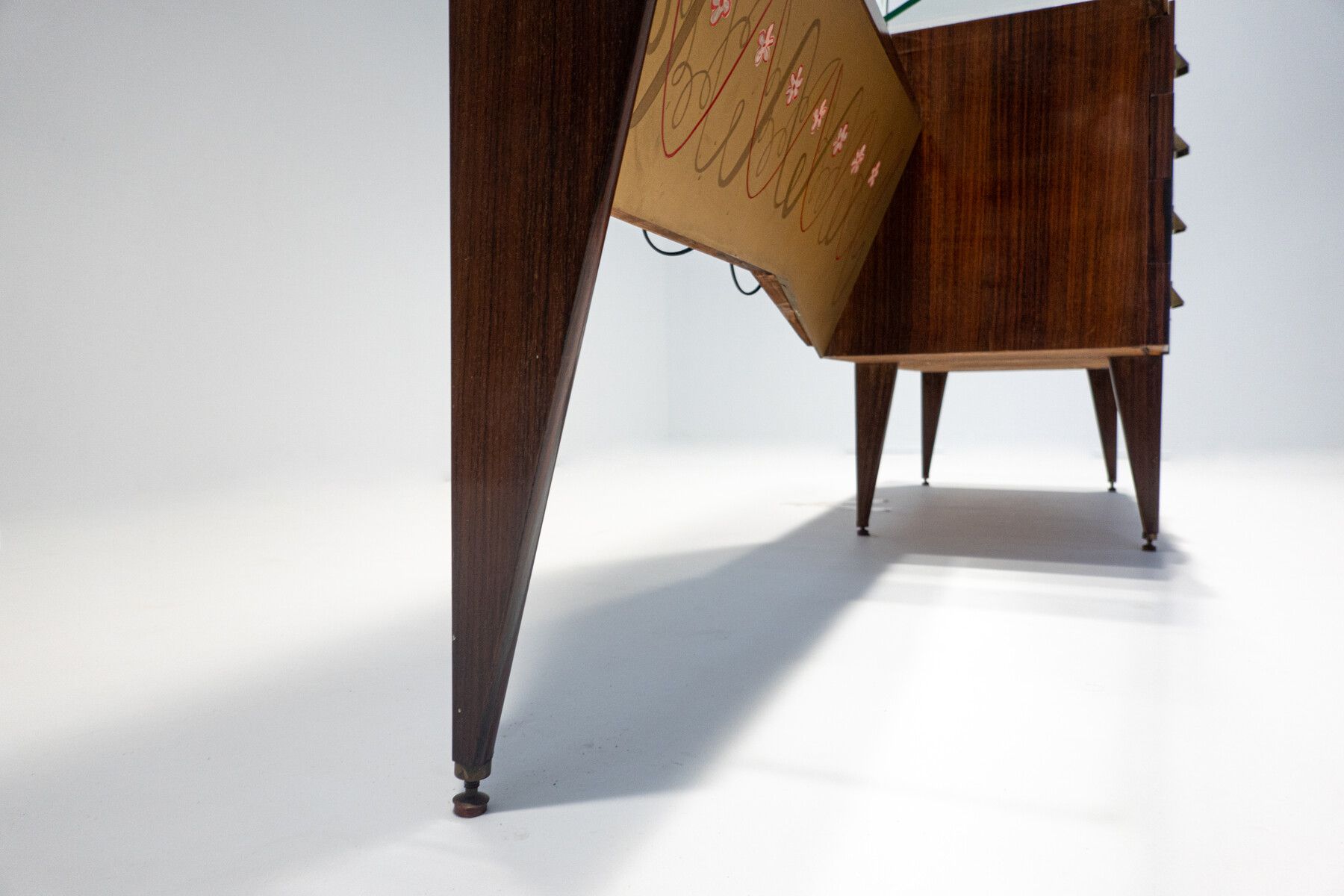 1960's Mid-Century Modern Italian Wooden Dressing Table with Lighting Mirror