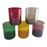 Ensemble de 5 verres colorés soufflés bouche 70