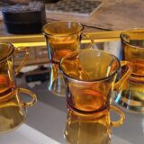 70's amber glass cups