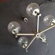 Chrome metal chandelier 5 branches vintage glass globes 60 70