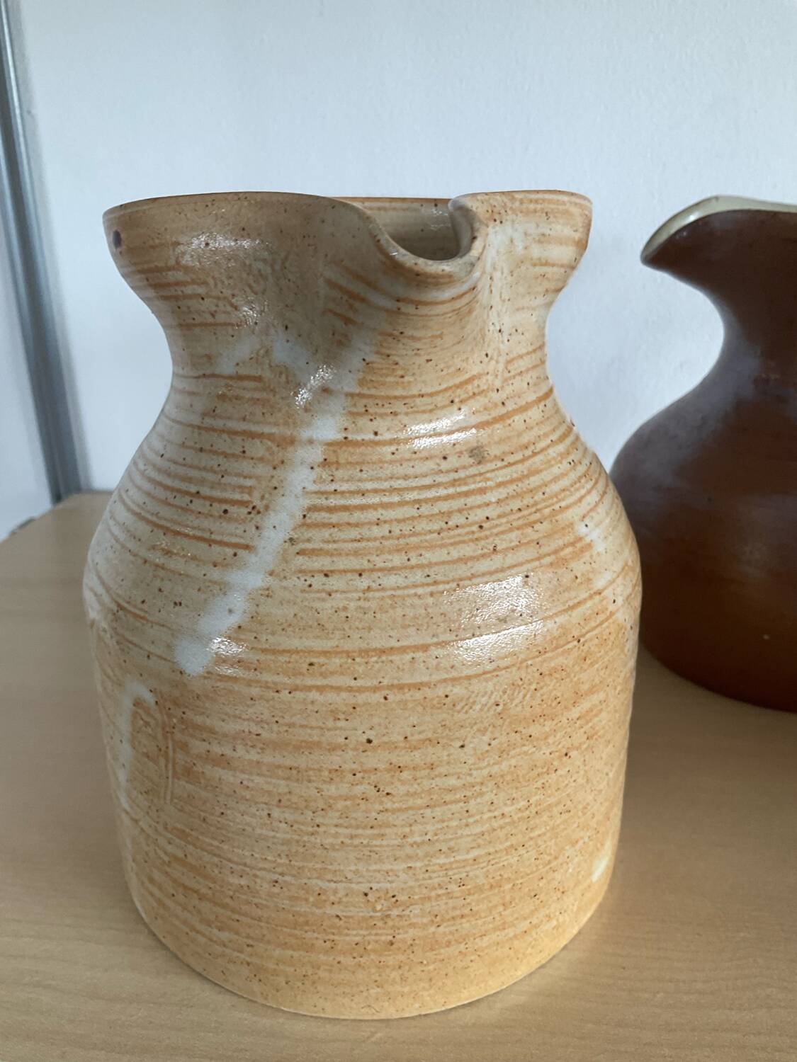 Trio of vintage stoneware jug vases