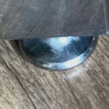 Vintage teak and stainless steel desk with two pedestals