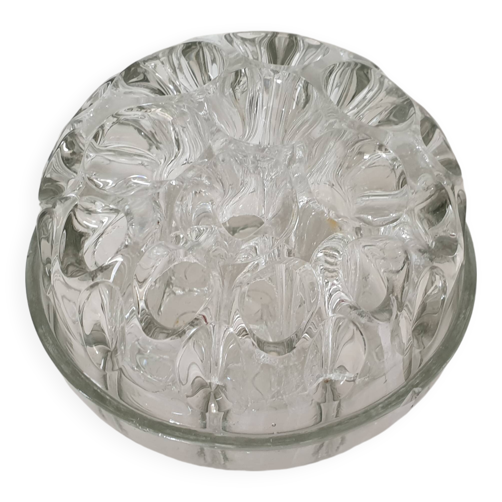Vintage glass flower stand vase with 19 holes - Made in France