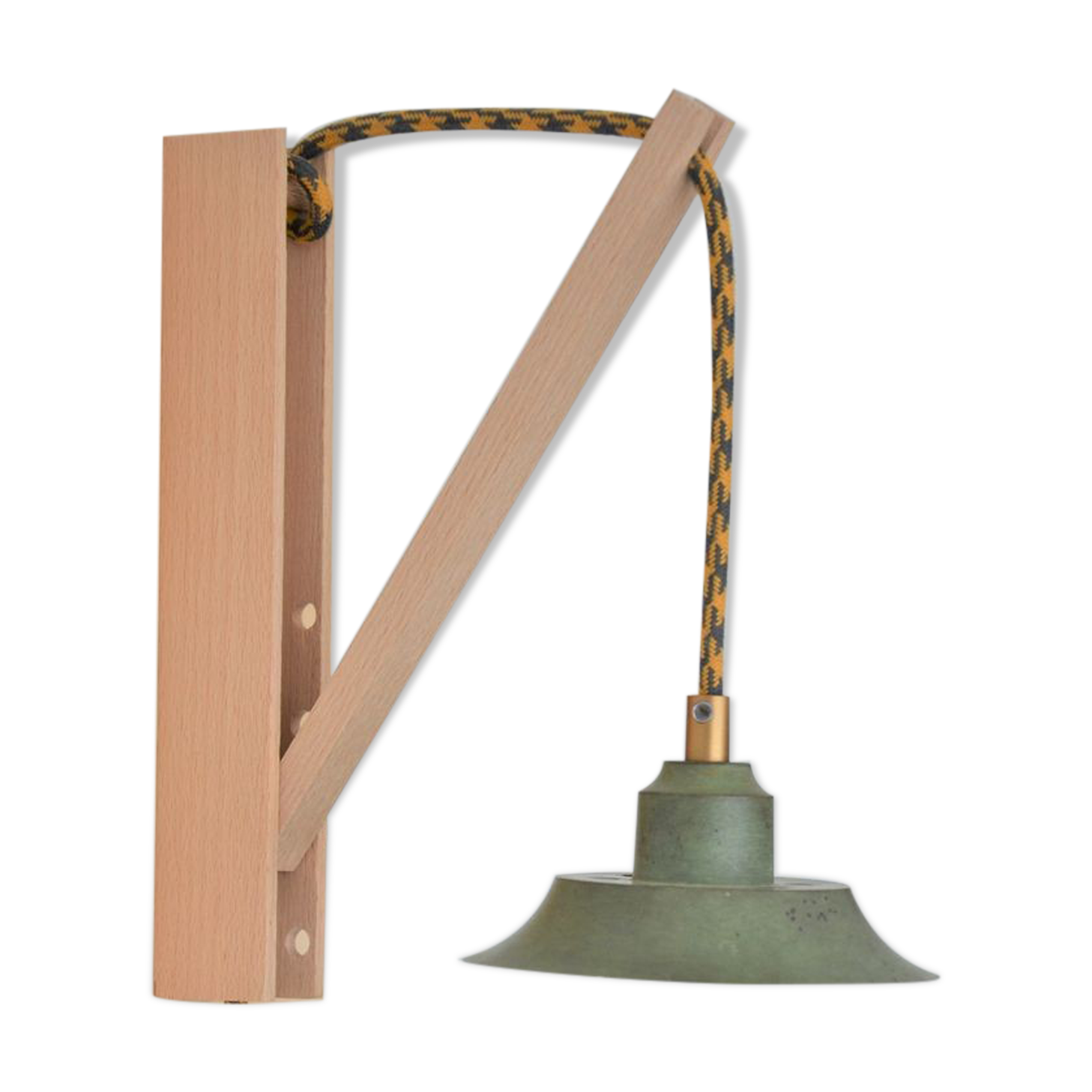 Green lamp and wooden support