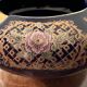 Cobalt Blue Enameled Ashtray, Golden Peacock and Floral Decor - Vintage Italy