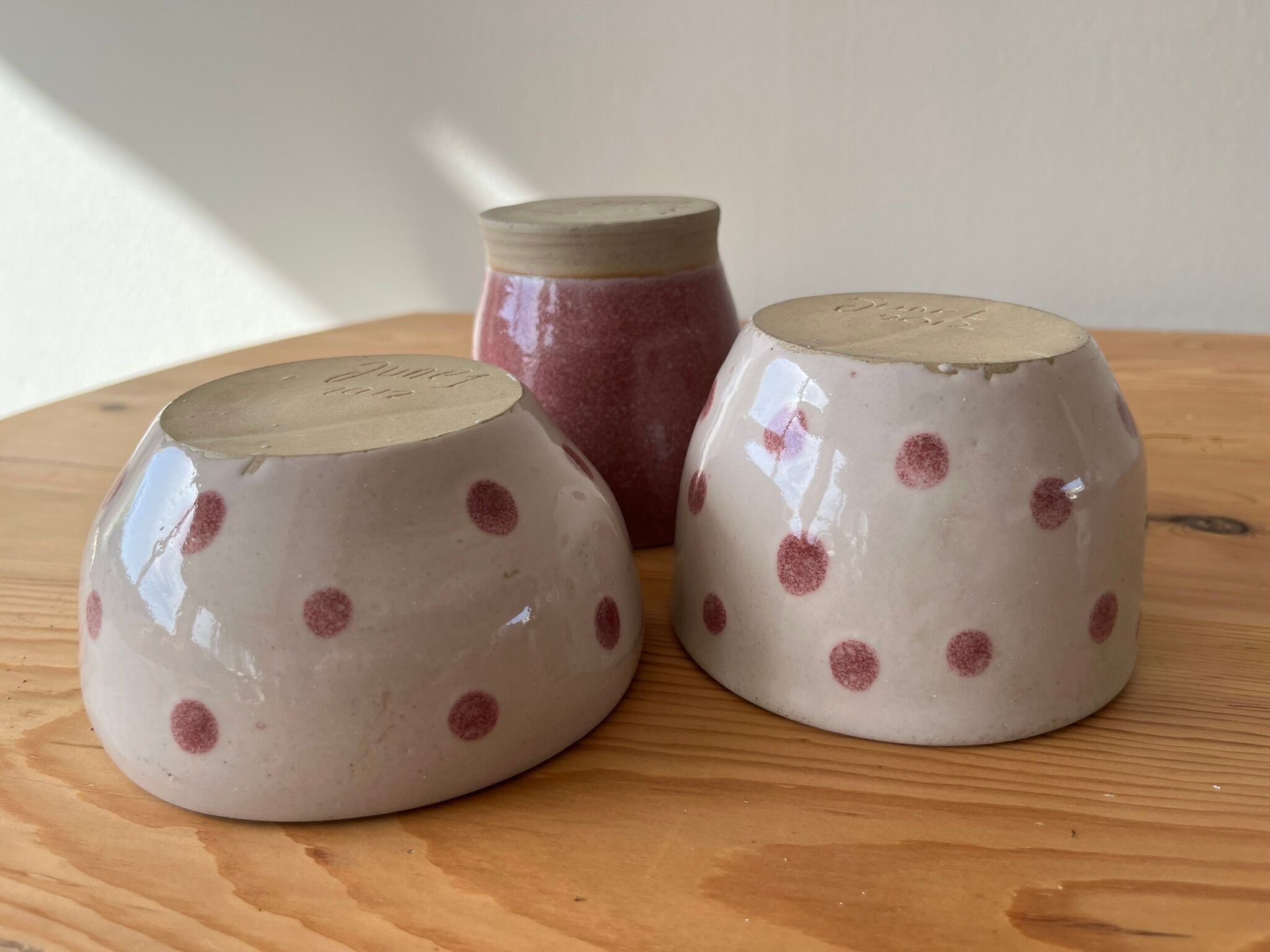 Ceramic bowl, cup and sugar bowl