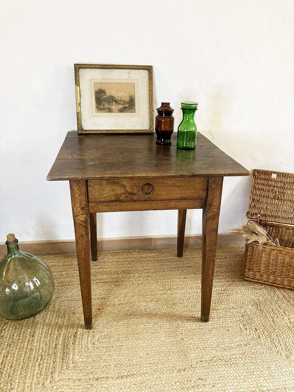 Square farmhouse table in solid oak